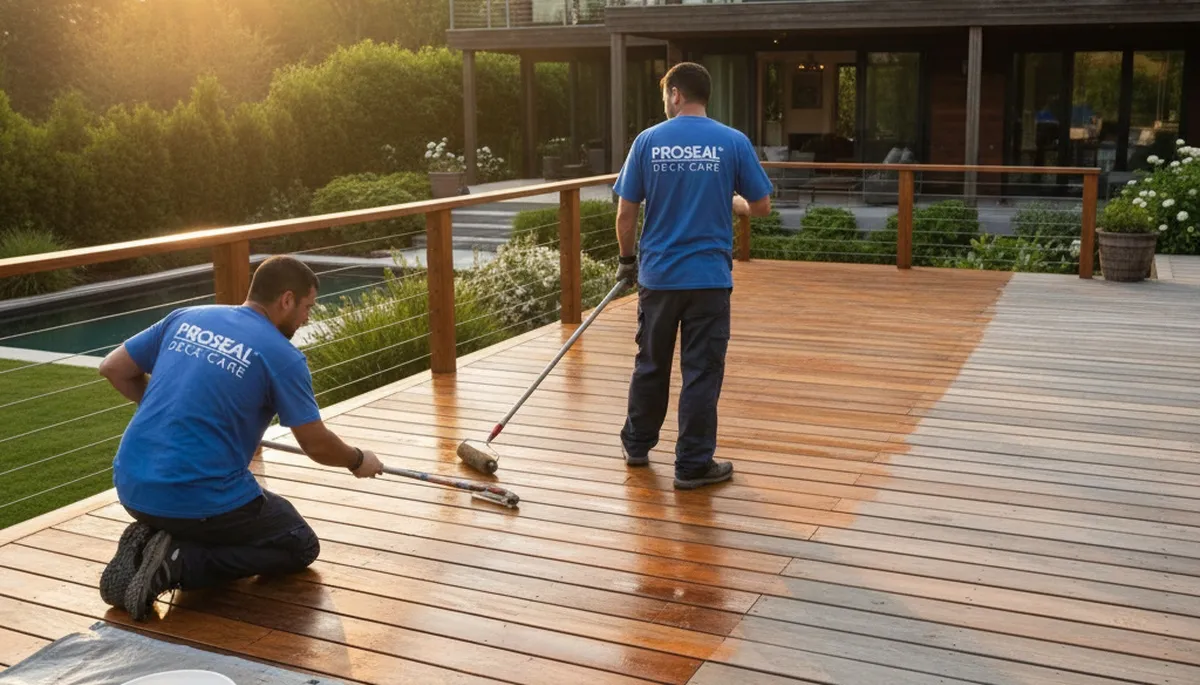Deck sealing service in Redmond, WA for weather protection on a wood deck